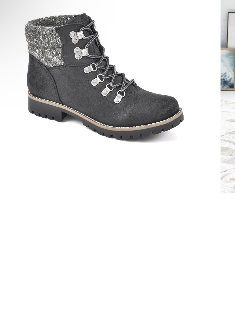 Cliffs by WHITE MOUNTAIN Black Lace-Up Winter Boots with Faux Fur Trim